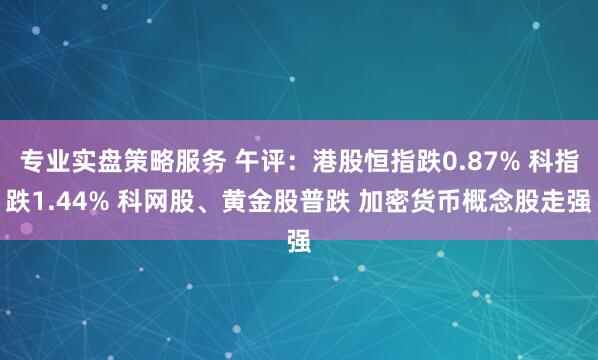 专业实盘策略服务 午评：港股恒指跌0.87% 科指跌1.44% 科网股、黄金股普跌 加密货币概念股走强